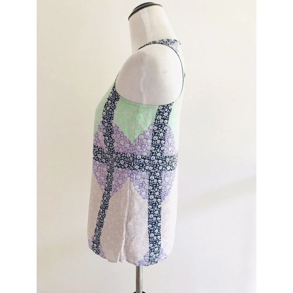 J Crew | Widowpane Silk Halter Top Womens Size 00 Purple Floral Sleeveless